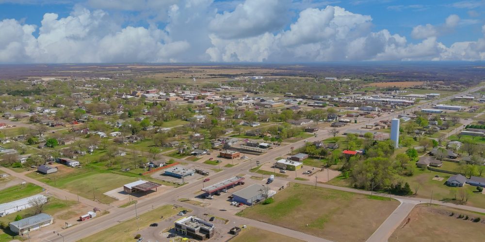 Aerial view of residential quarters at beautiful town urban landscape the Stroud Oklahoma USA Aerial view of residential quarters at beautiful town urban landscape the Stroud Oklahoma US